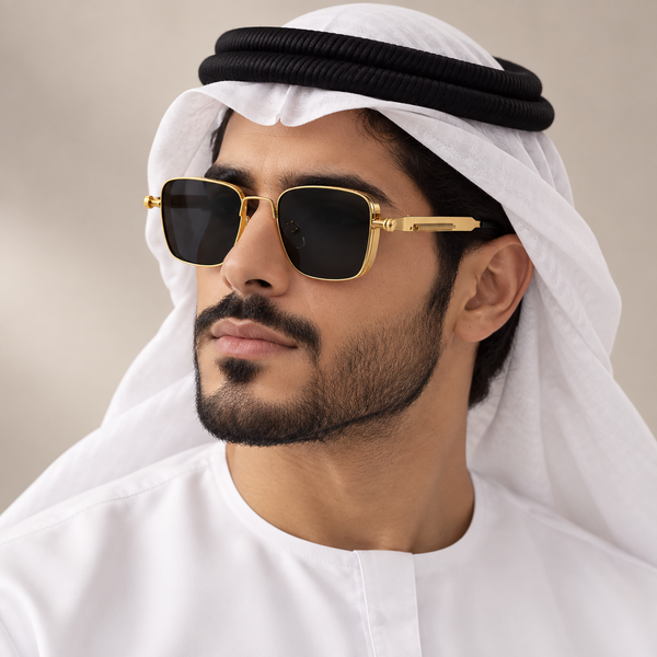 نظارة شمسية ريترو مربعة بإطار معدني أنيق وحماية UV400