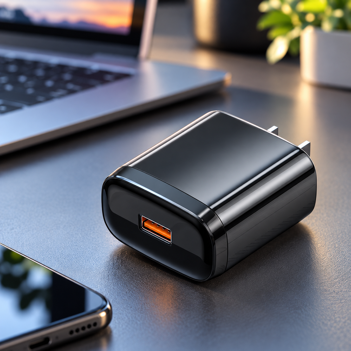 شاحن منفرد (22.5W Fast Charge) - أسود