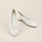 حذاء باليرينا نسائي لامع بفيونكة وتصميم فرنسي أنيق