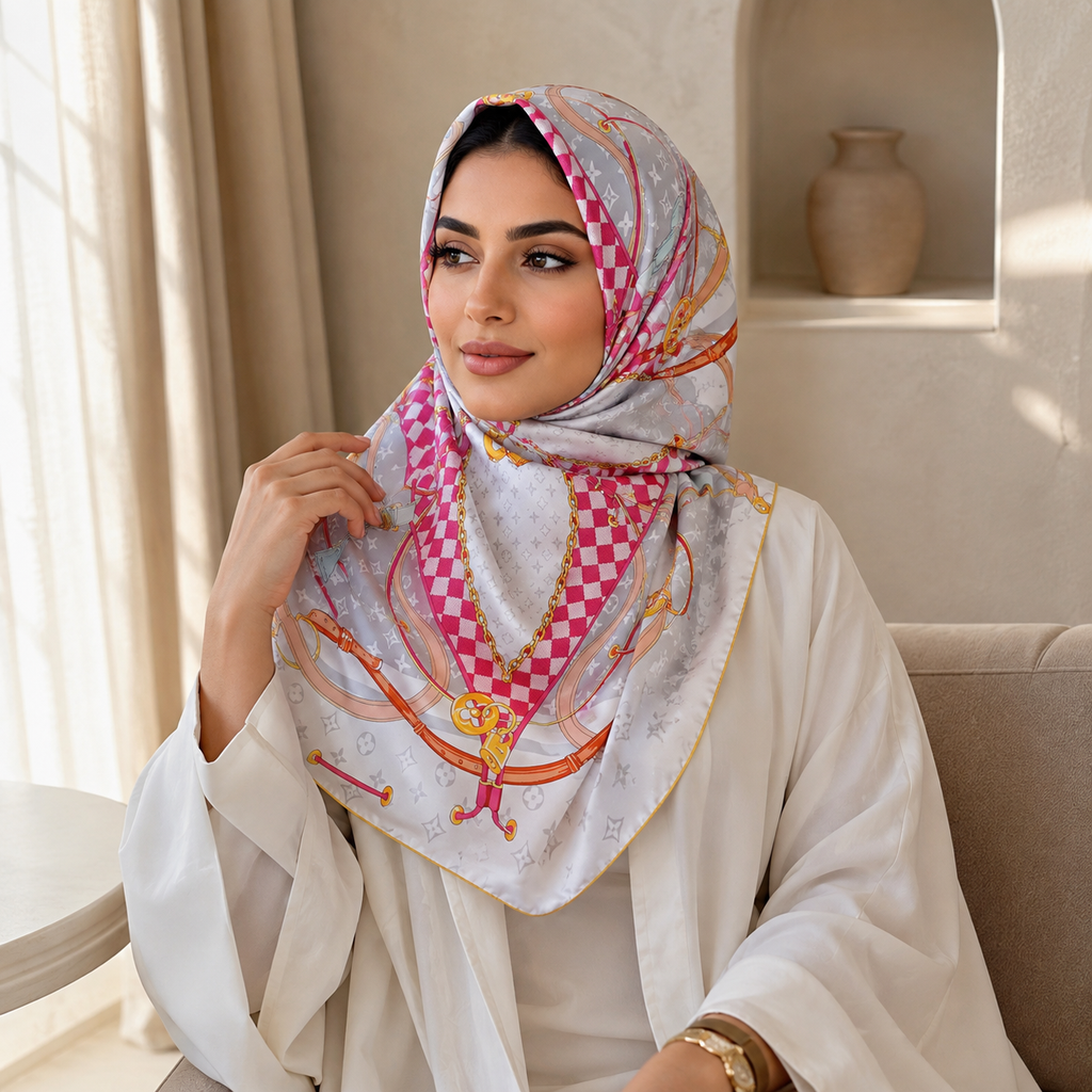 سكارف حرير توت فاخر بطبعة أنيقة