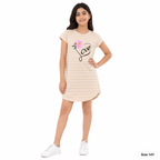 تونيك بناتي مخطط بطبعة زهرة Love – بيج – صورة 3
