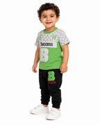 طقم أولادي أخضر وأسود بطبعة Success – صورة 2