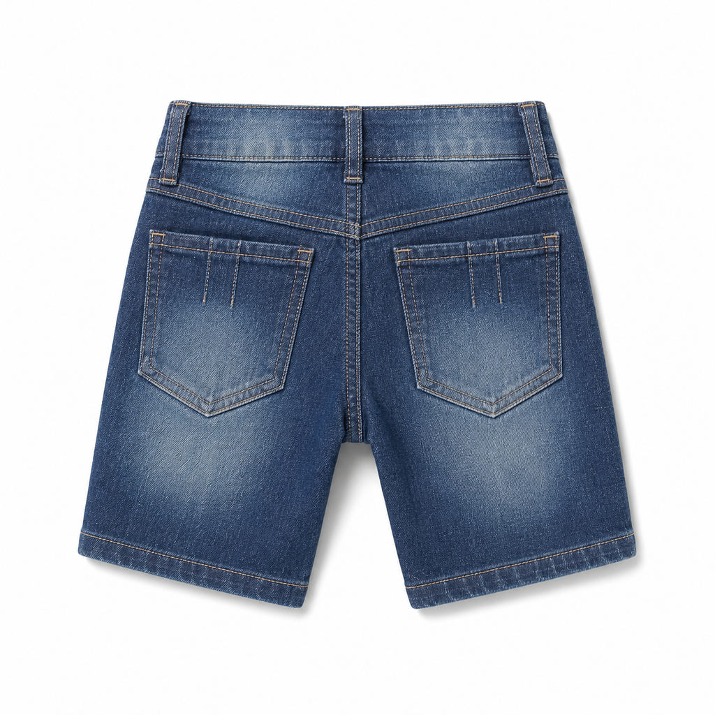 شورت أولاد جينز أزرق بتفاصيل أزرار – صورة 2