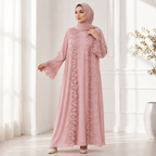 عباية نسائية وردية محتشمة – صورة 1