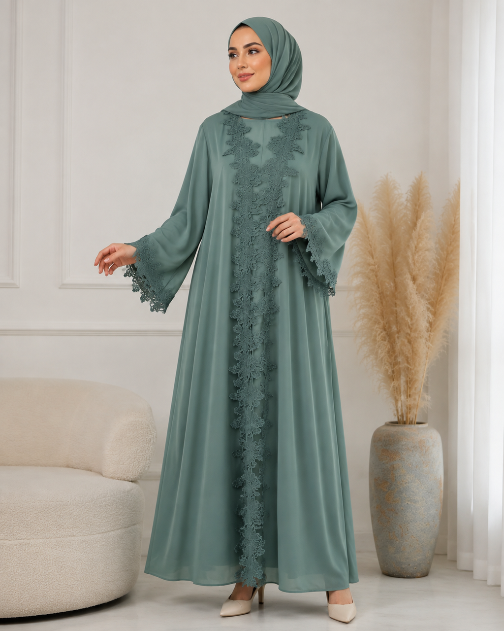 عباية نسائية وردية محتشمة – صورة 2