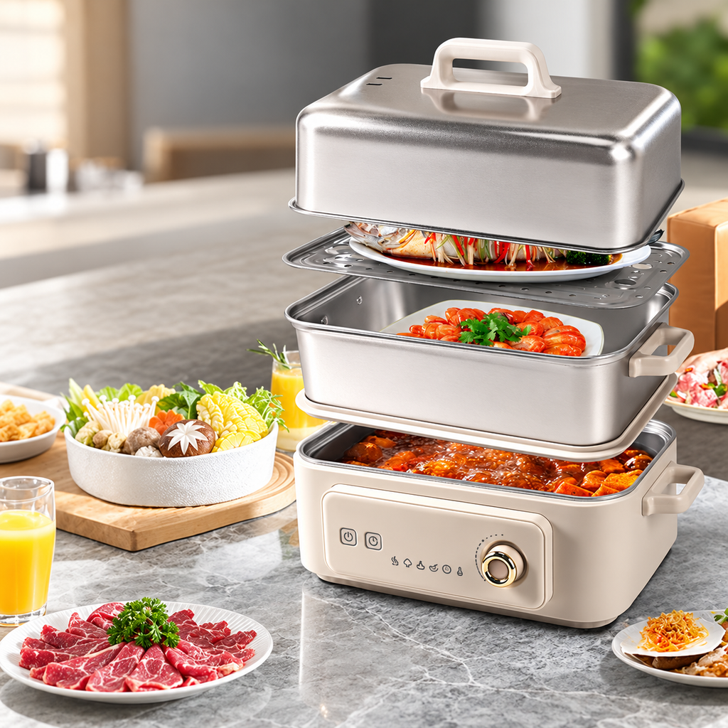 جهاز بخار HP-525C 17 لتر - 3 طبقات مع قاعدة (HP-525C Electric Steamer 17L 3-Tier with Base)