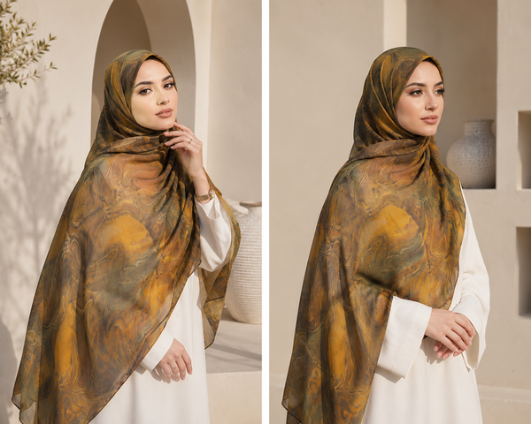وشاح حريري أنيق بتصميم عصري
