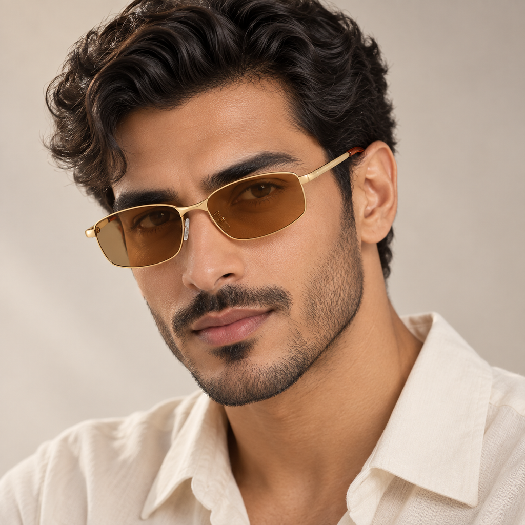 إطار ذهبي بعدسات شاي