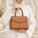 حقيبة كتف نسائية جلد بقري طبيعي بتصميم ماسي