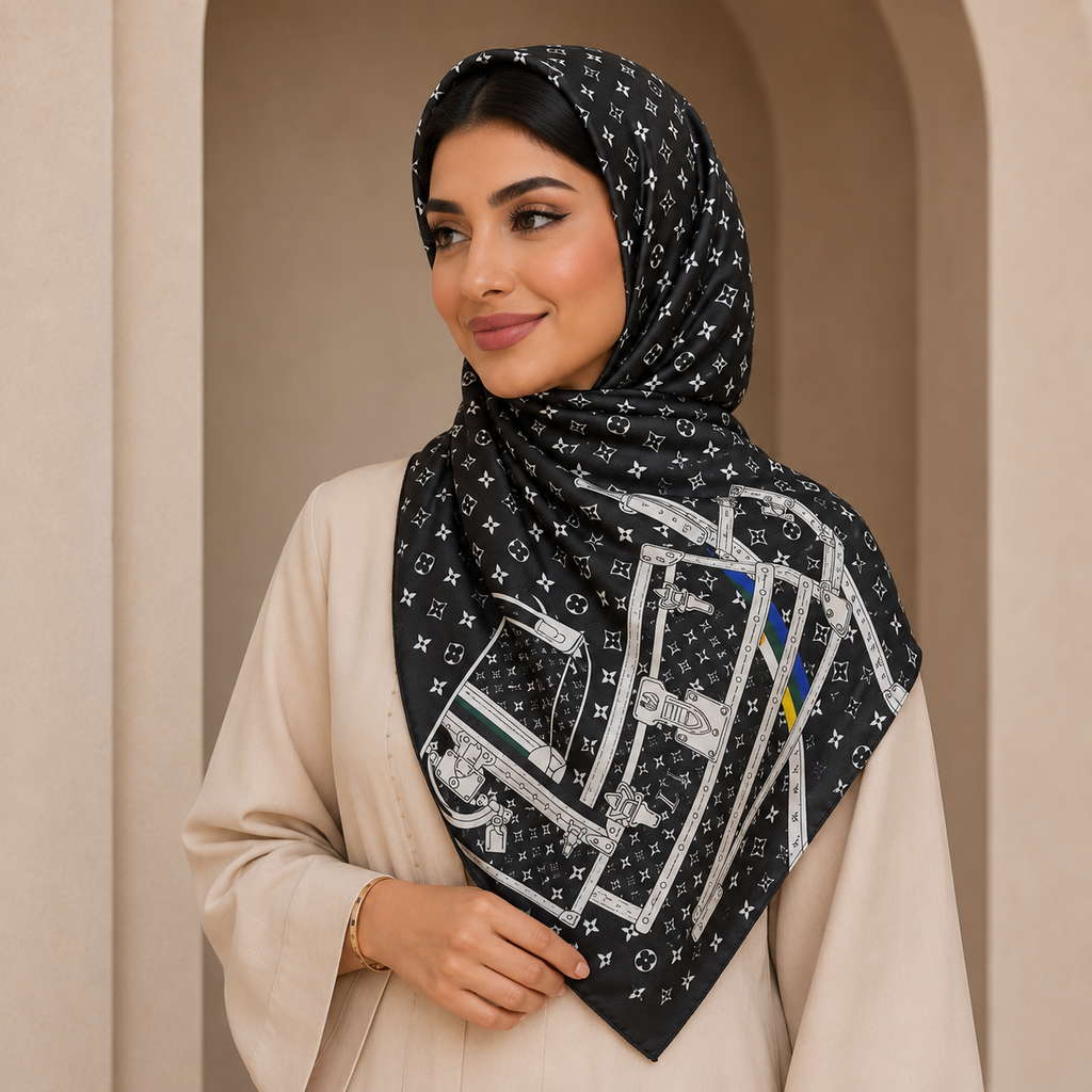 سكارف حرير نسائي بنقشة أنيقة