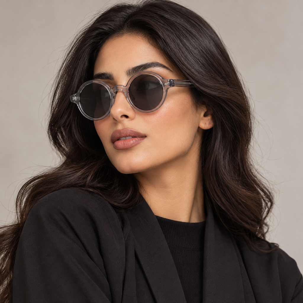 إطار رمادي شفاف مع عدسات أسود رمادي