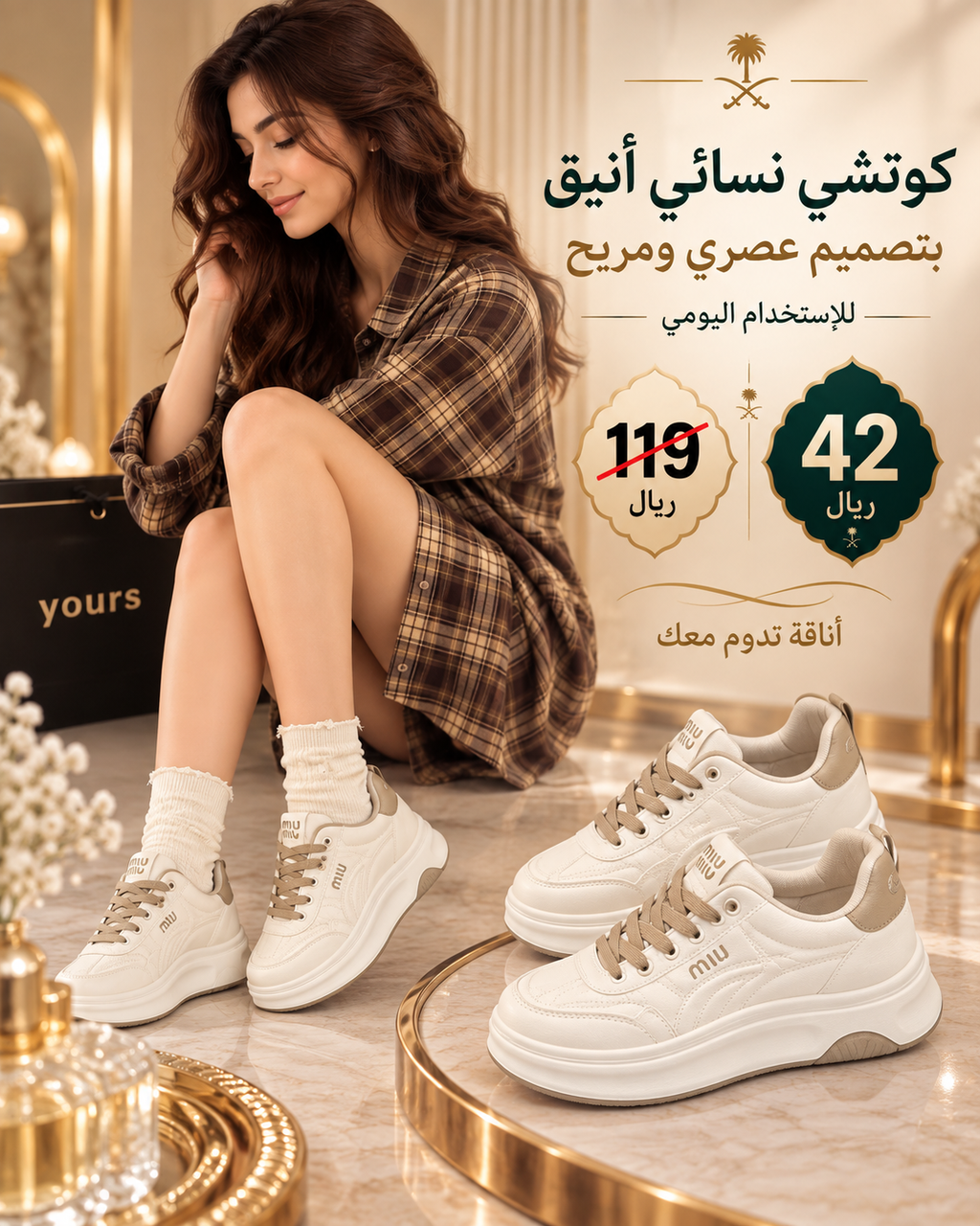 حذاء رياضي نسائي كاجوال سميك النعل
