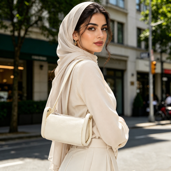 شنطة لؤلؤة النعومة النسائية من الجلد البقري الطبيعي بنقشة الليتشي الأنيقة