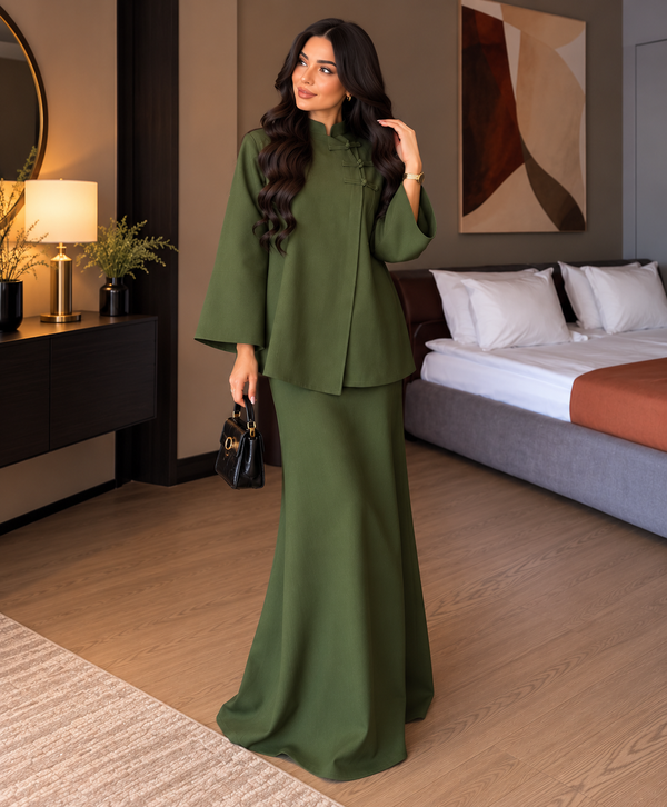 طقم نسائي كارديجان وجيبة طويلة