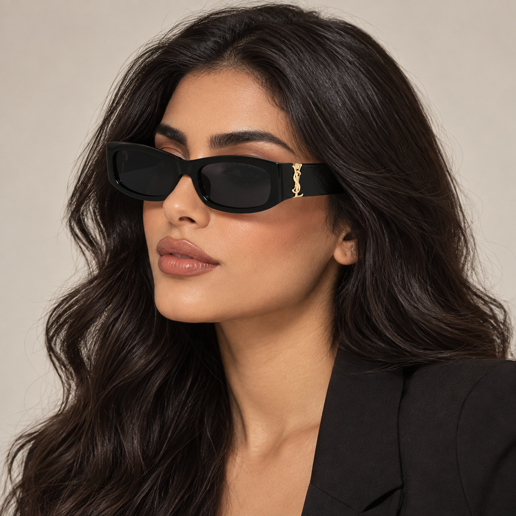 إطار أسود لامع، عدسة سوداء رمادية