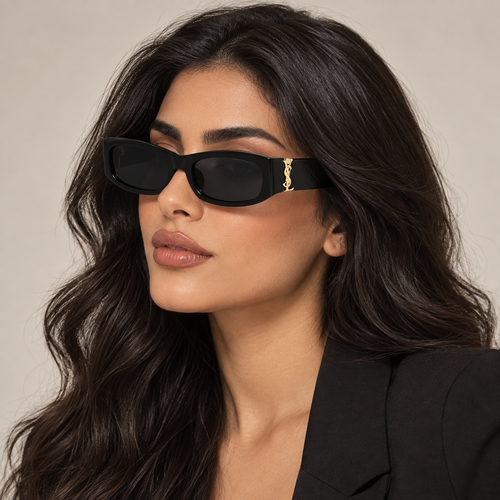 إطار أسود لامع، عدسة سوداء رمادية