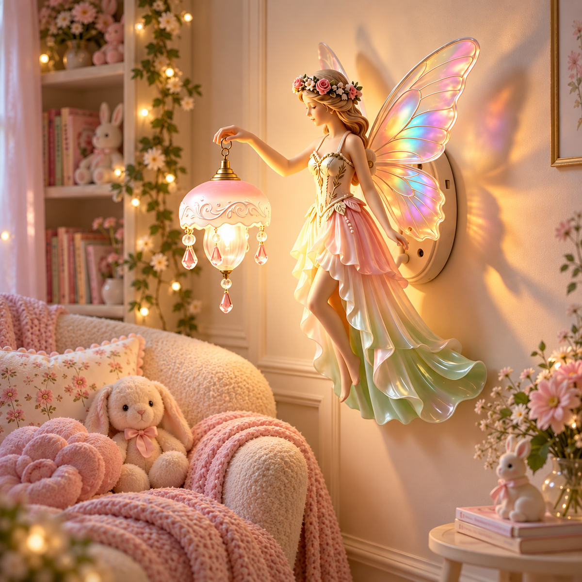 Flower Fairy Elf Wall Lamp