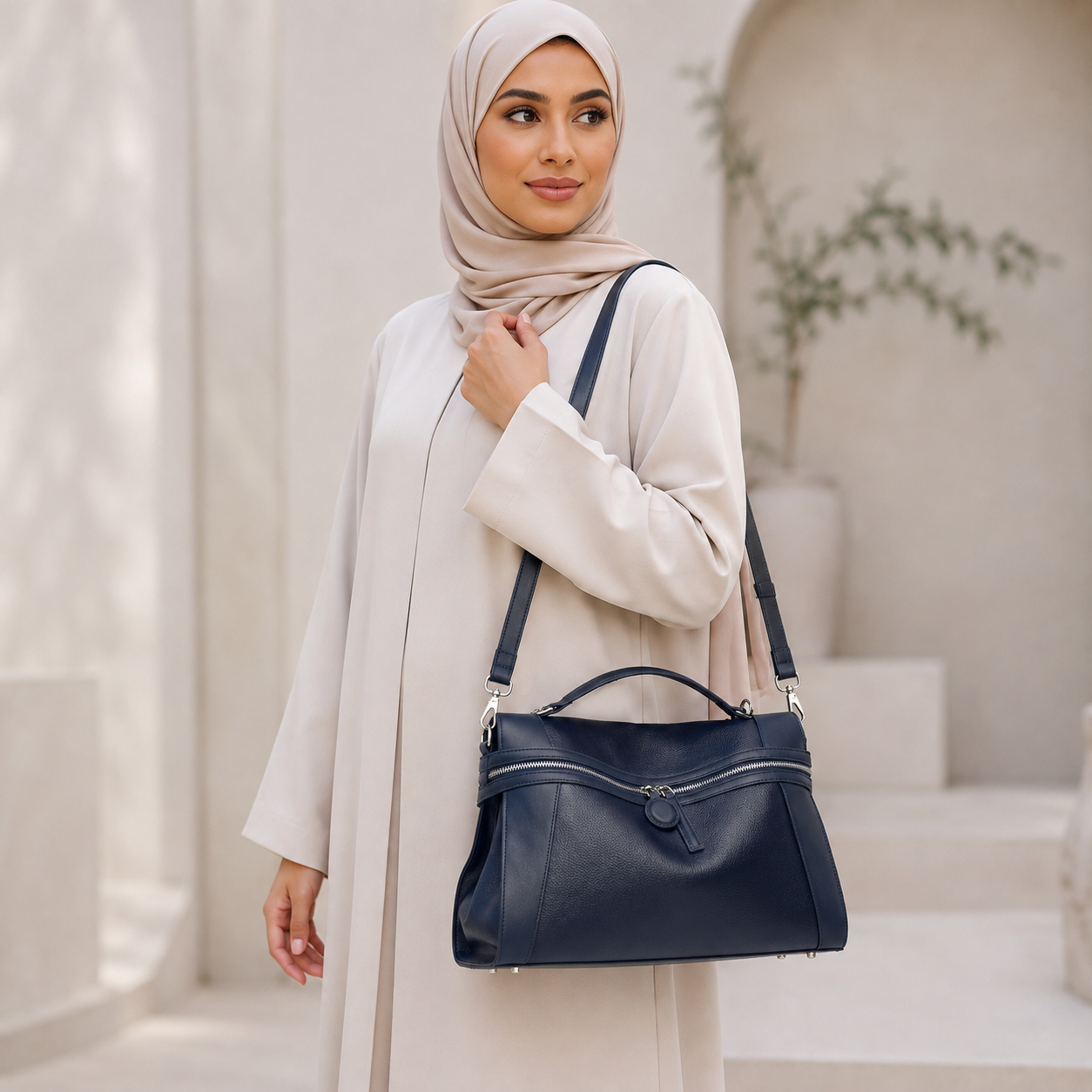 حقيبة توت نسائية كبيرة من الجلد الطبيعي