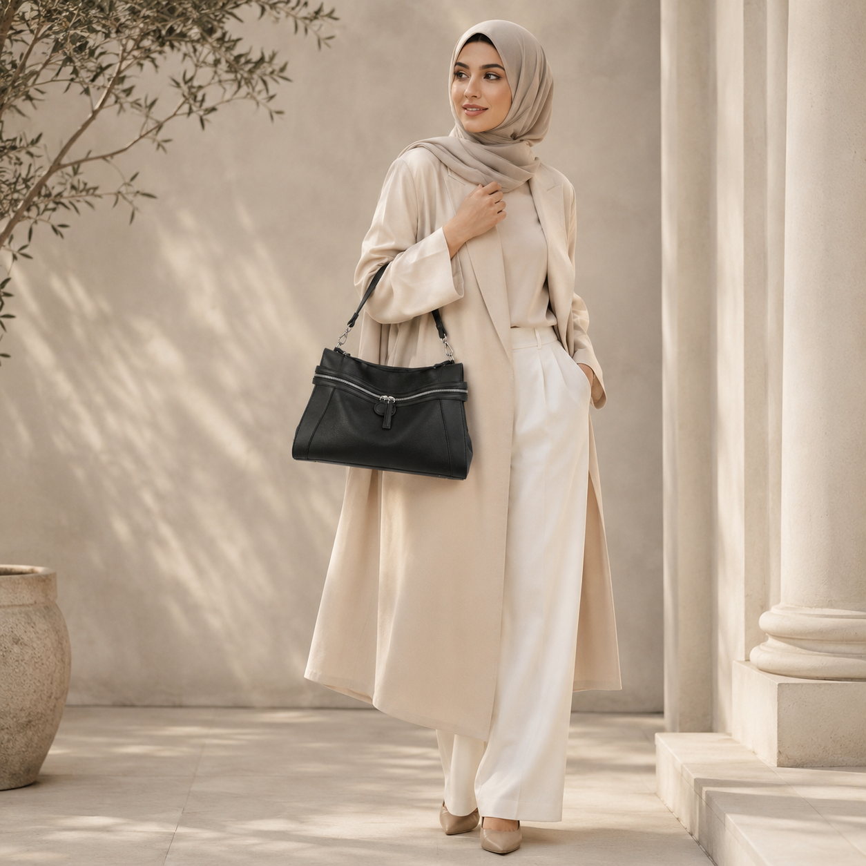 حقيبة توت نسائية كبيرة من الجلد الطبيعي