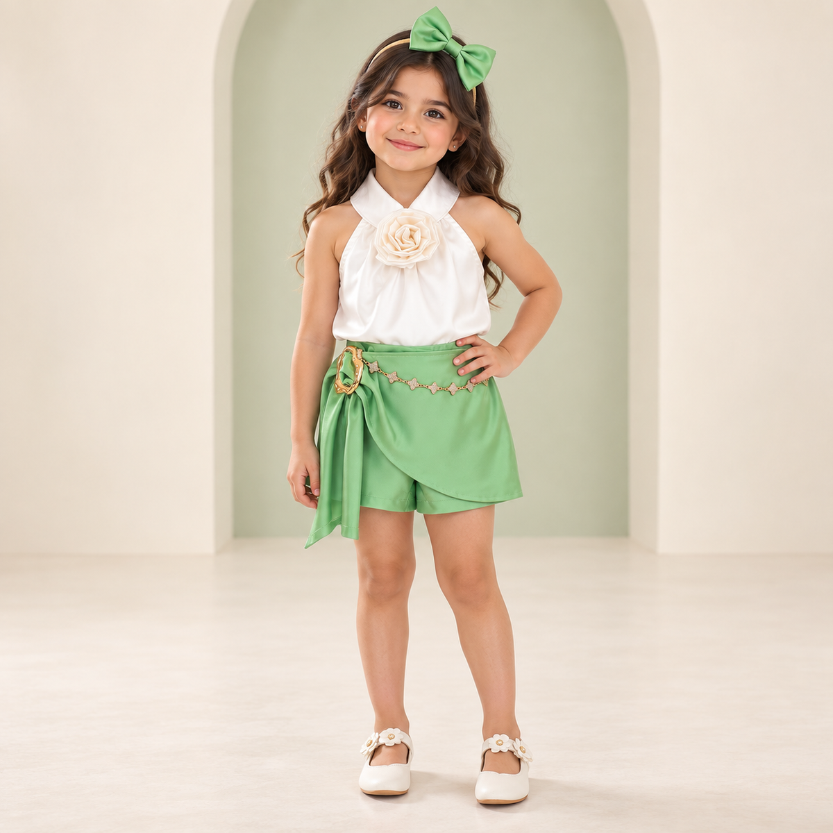 طقم صيفي بناتي راقي بنقوش الزهور مع بنطال وتصميم أوروبي عصري