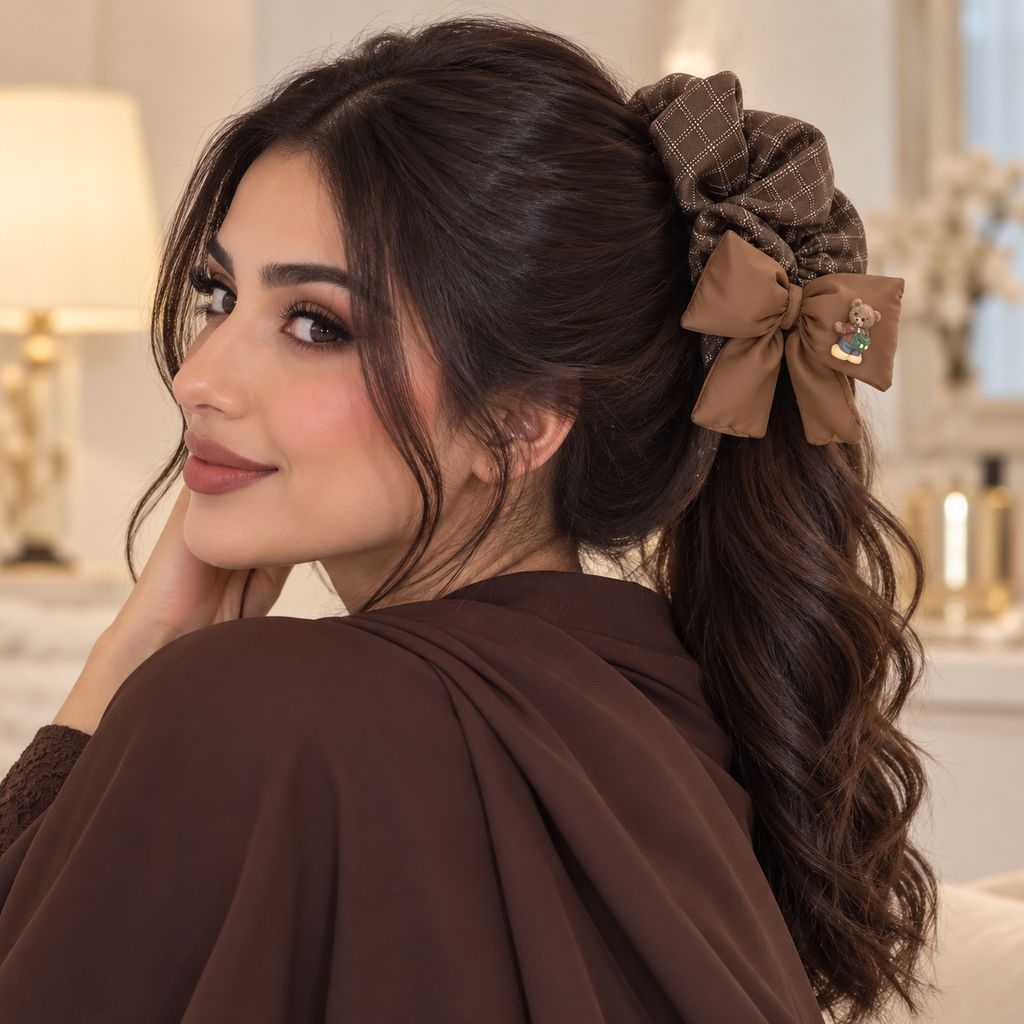 دب بني مع فيونكة محشوة بالقطن