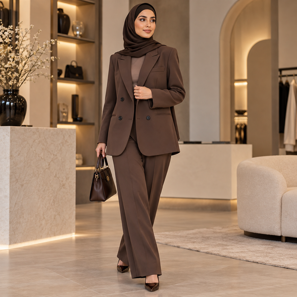 سترة بدلة صغيرة نسائية بقصة فضفاضة وأزرار مزدوجة بتصميم أنيق وعملي