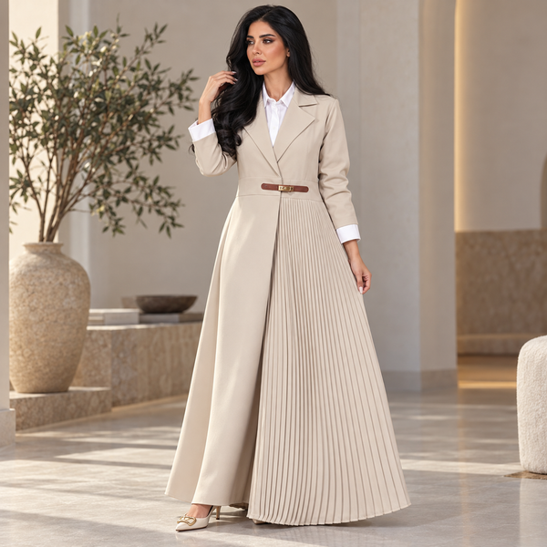كارديجان انسياب الفخامة الطويل بتصميم الكسرات وزر أنيق