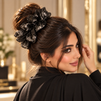 أسود شبكي مع تفاصيل كريستال