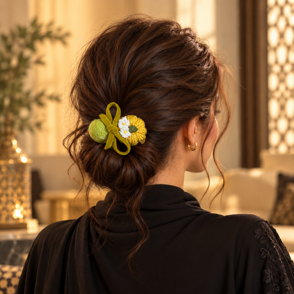 ربطة شعر واسعة على شكل يقطين بفيونكة بتصميم ريفي منعش