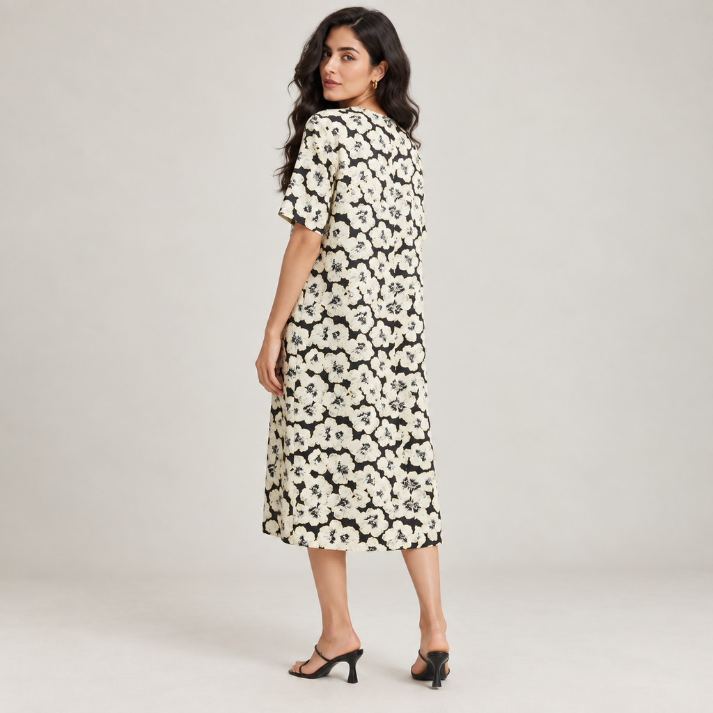 زهور بيضاء على خلفية سوداء