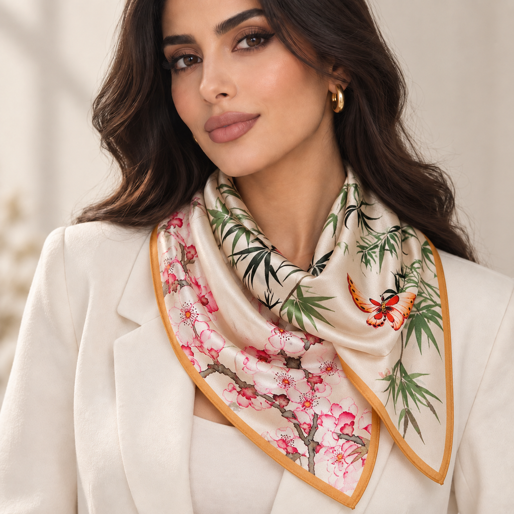 غابة الخيزران وزهور الخوخ