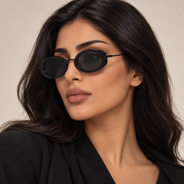 نظارة شمسية بيضاوية ريترو بإطار أنيق وحماية UV400