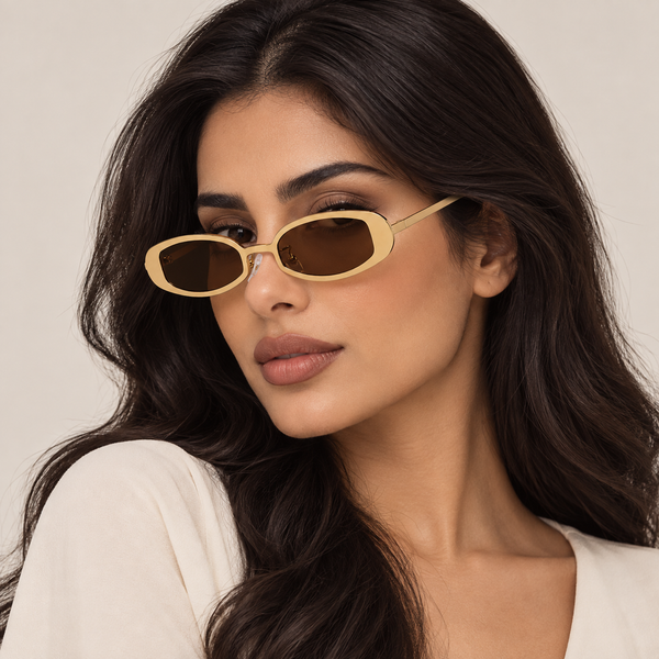 نظارات شمسية بيضاوية كلاسيكية بإطار معدني وحماية UV400