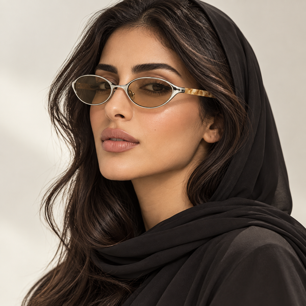 نظارة شمسية بيضاوية عصرية بإطار معدني أنيق وعدسات UV380