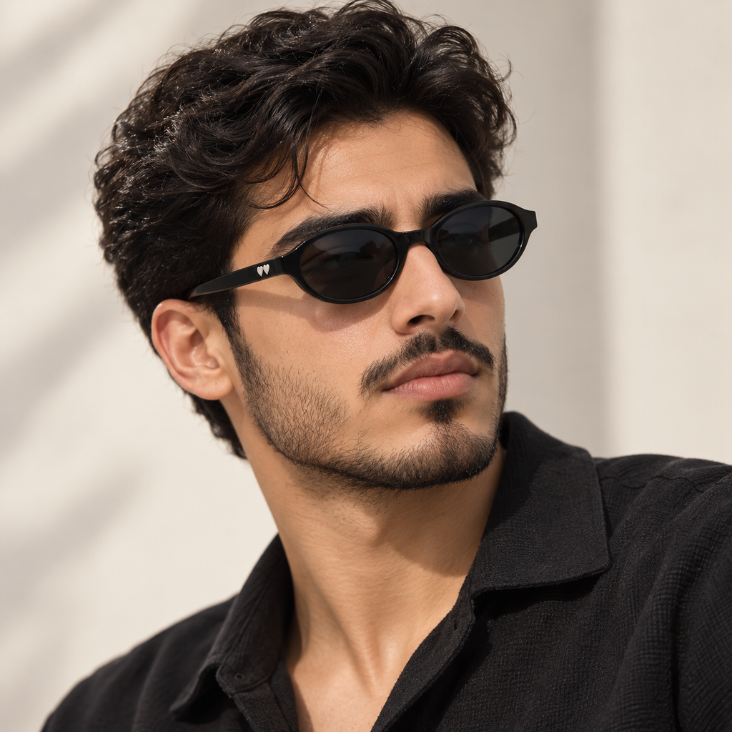 إطار أسود لامع مع عدسات أسود ورمادي