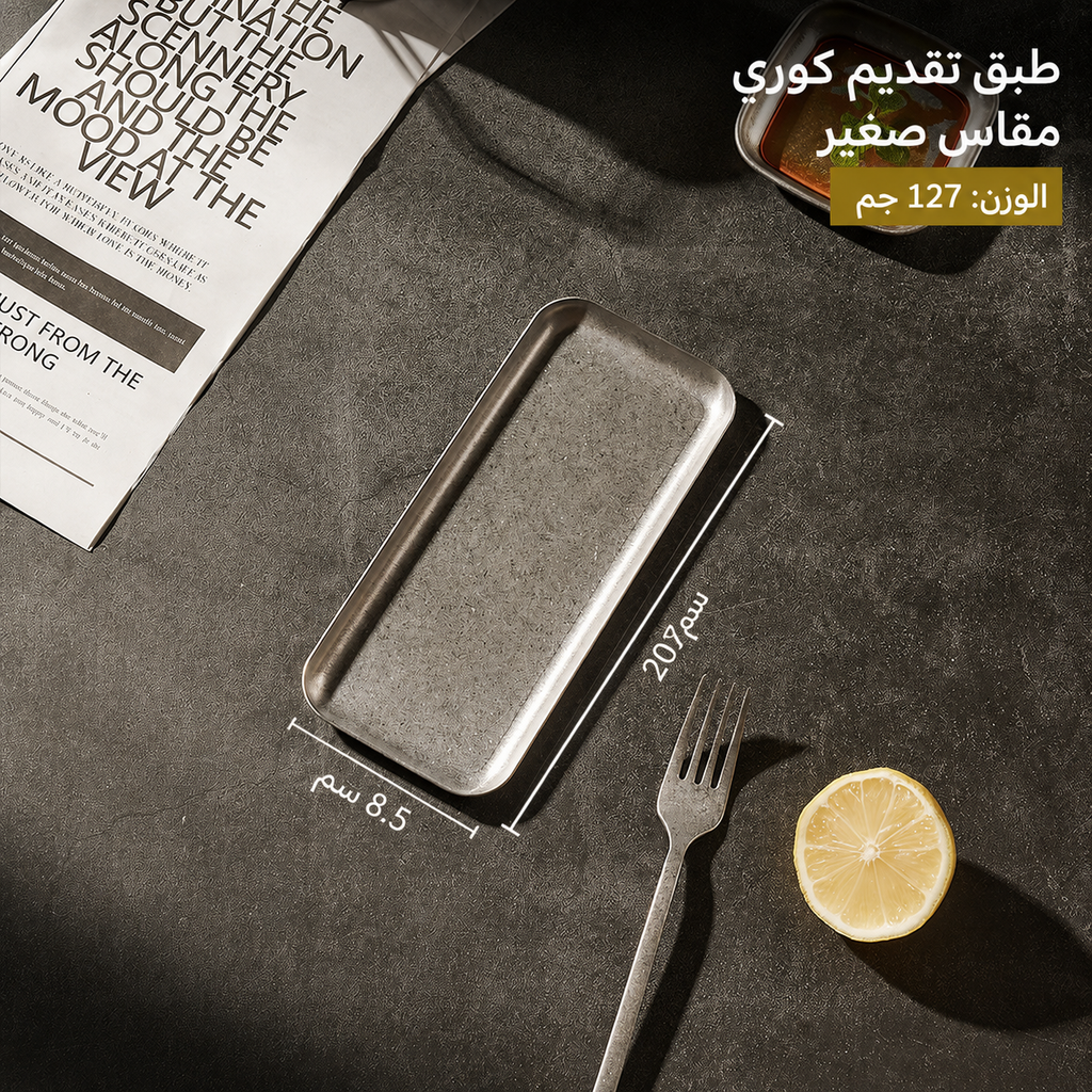 صينية تقديم ستانلس ستيل فاخرة بتدرج "الثلج الرمادي" — أطباق ريترو عصرية للستيك، الحلويات، والقهوة