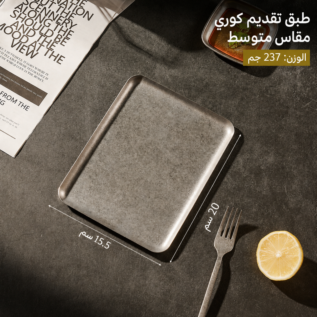 صينية تقديم ستانلس ستيل فاخرة بتدرج "الثلج الرمادي" — أطباق ريترو عصرية للستيك، الحلويات، والقهوة