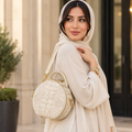 حقيبة كروس نسائية دائرية من جلد التمساح الطبيعي بتصميم فاخر