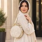 حقيبة كروس نسائية دائرية من جلد التمساح الطبيعي بتصميم فاخر