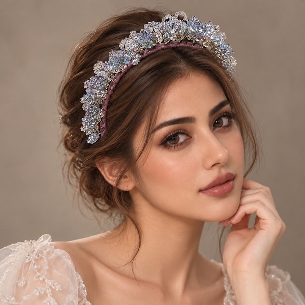 طوق شعر نسائي كريستالي بتصميم مرتفع وفاخر