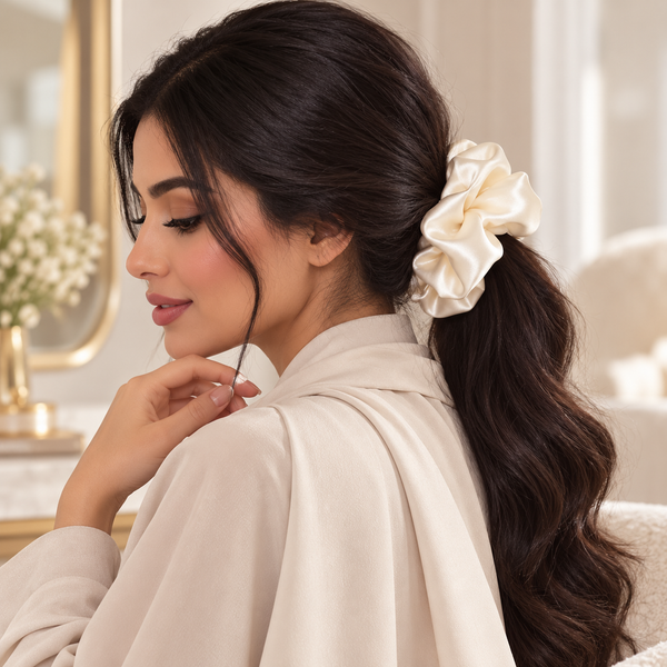 ربطة شعر نسائية كبيرة من القماش بمرونة عالية وأسلوب فرنسي أنيق