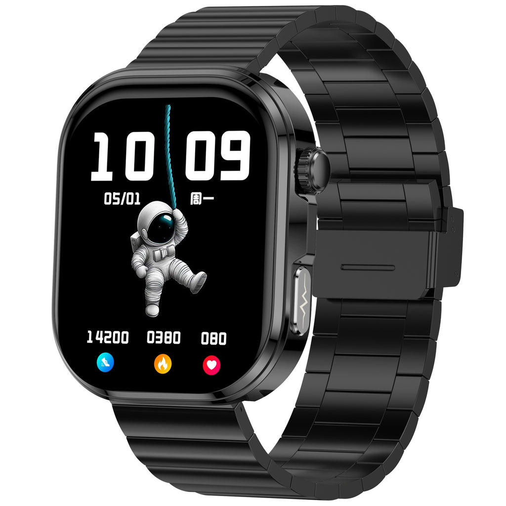 أسود بسوار سيليكون رياضي (Black Silicone)
