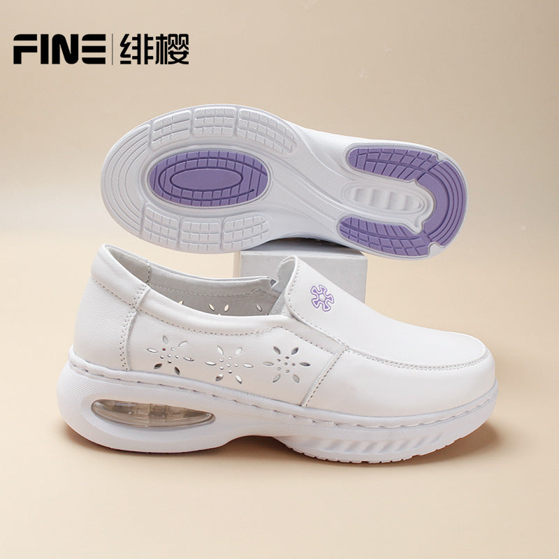 حذاء طبي نسائي جلد طبيعي بنعل مريح ومضاد للانزلاق