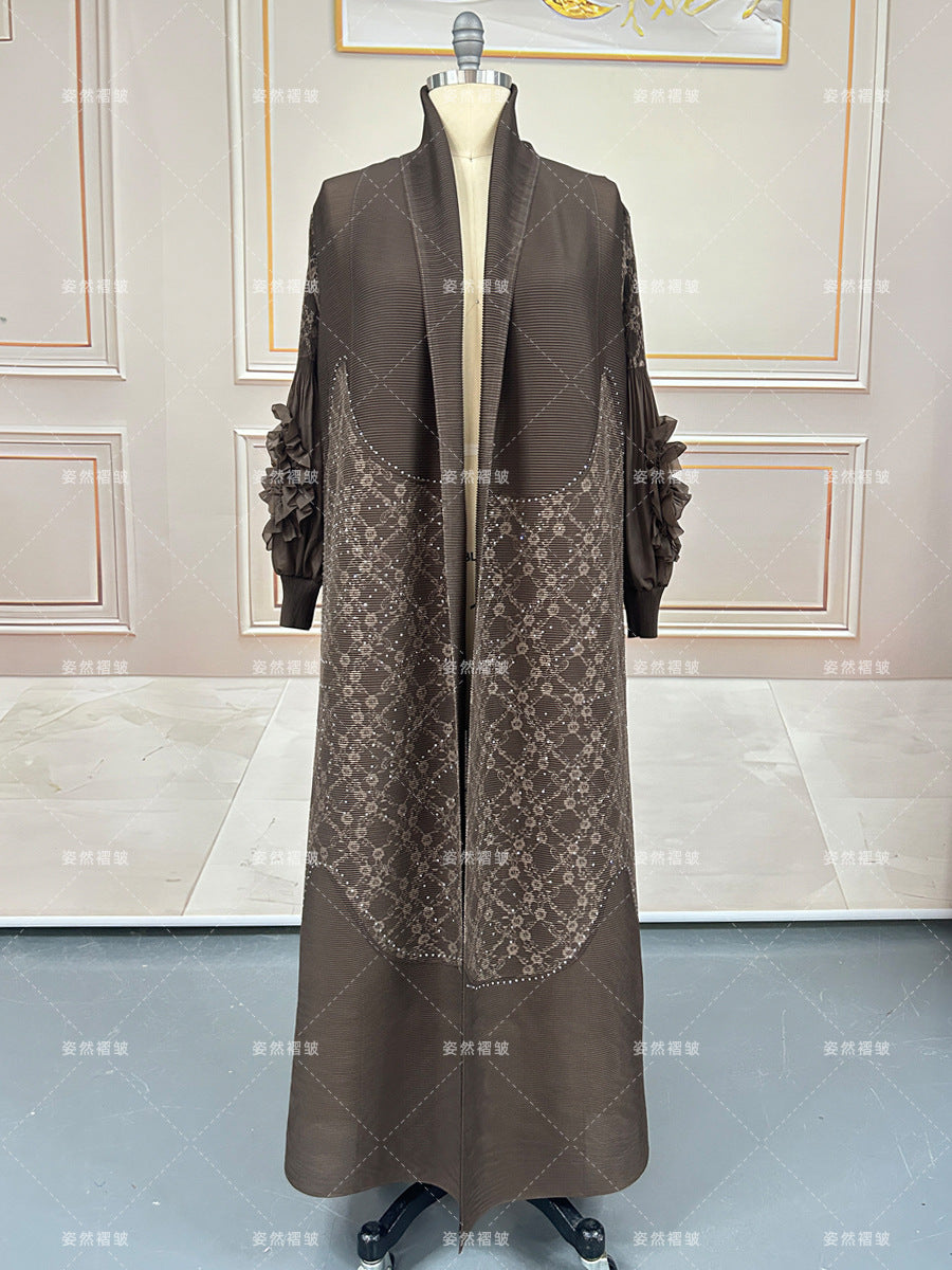 كارديجان نسائي طويل بليسيه مزين بالكريستال — MI-34457135