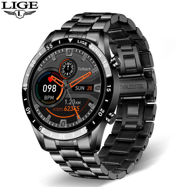 ساعة ذكية Lige BW-0189 بهيكل أنيق وشاشة دائرية - مكالمات بلوتوث ومراقبة صحية شاملة بسوار ستانلس ستيل أو شبكة معدنية (نسخة أوروبية)
