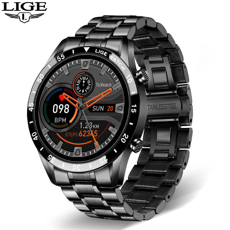 أسود بسوار ستانلس ستيل (Steel belt black)
