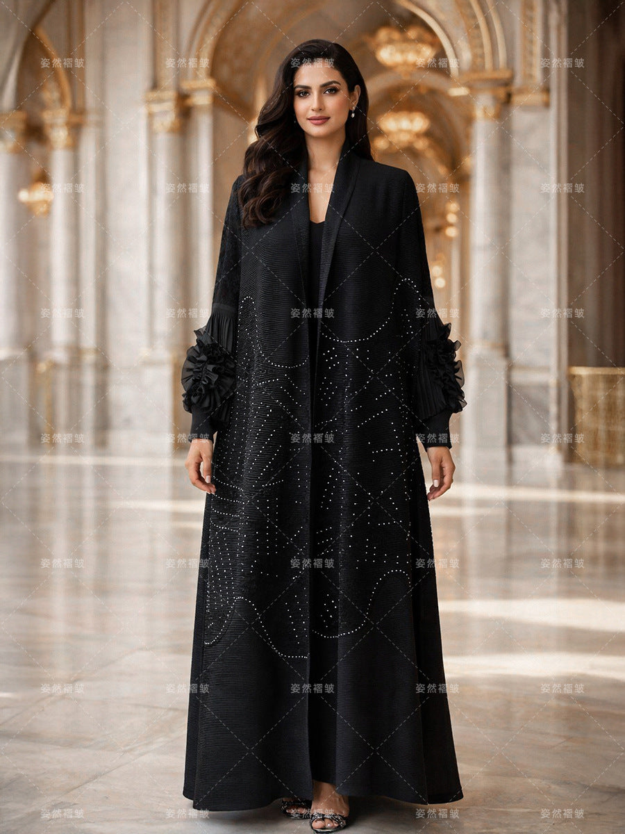 كارديجان نسائي طويل بليسيه مزين بالكريستال — MI-20629039