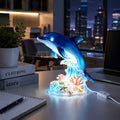 مصباح دولفين ليلي LED بقاعدة مرجانية – إضاءة USB ديكورية