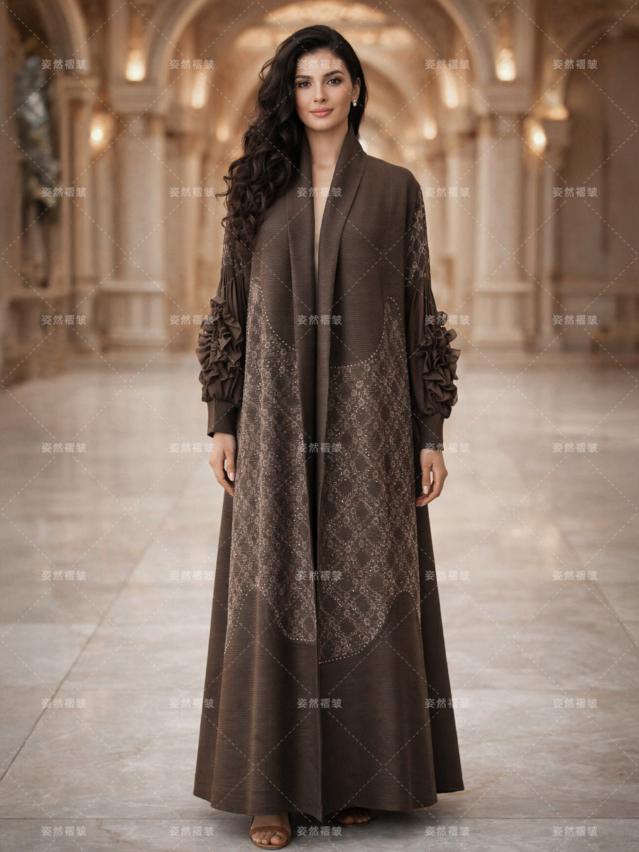 كارديجان نسائي طويل بليسيه مزين بالكريستال — MI-34457135