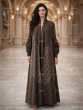 كارديجان نسائي طويل بليسيه مزين بالكريستال — MI-34457135